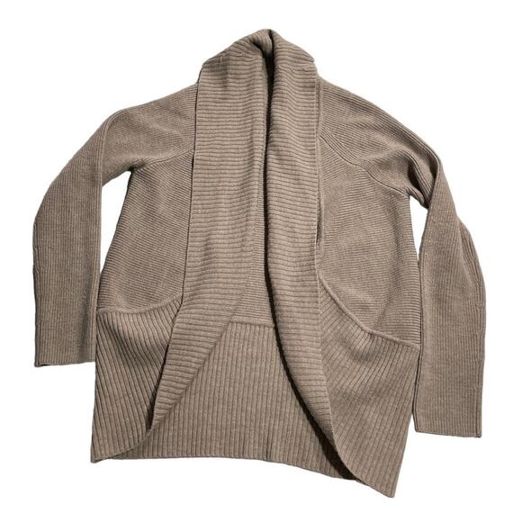 Talbots Pure Merino Wool Open Front Cardigan Sweater Women's Medium Cocoon Brown - Picture 1 of 8